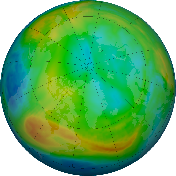 Arctic ozone map for 14 December 1989